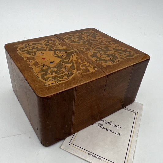 Scatola sorrentina vintage porta carte da gioco in legno scatolina intarsiata Categoria  Scatole in legno