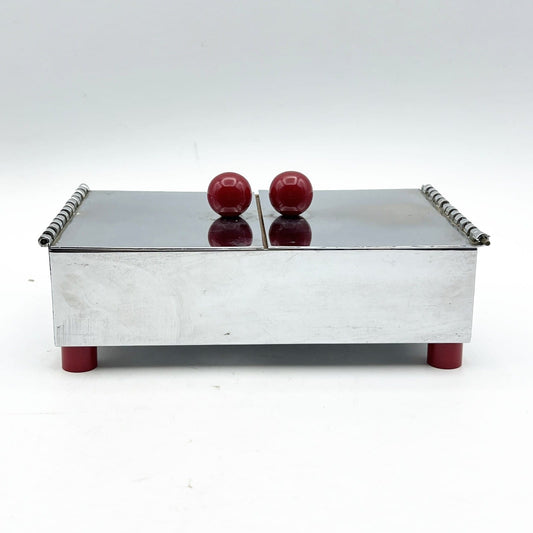 Scatola vintage porta oggetti carte contenitore portasigarette anni 70 cromato Categoria Sheffield & Argento