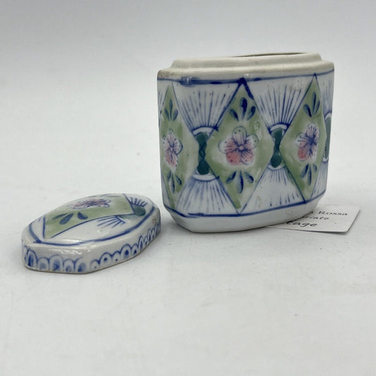Scatolina vintage in porcellana Contenitore ceramica stile Cinese portagioie Categoria  Altro