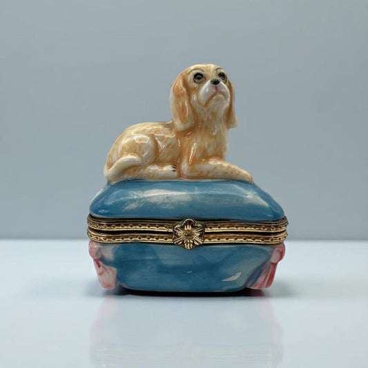 Scatolina vintage in porcellana portagioie Cane Cavalier King Charles Spaniel Categoria  Scatoline portagioie