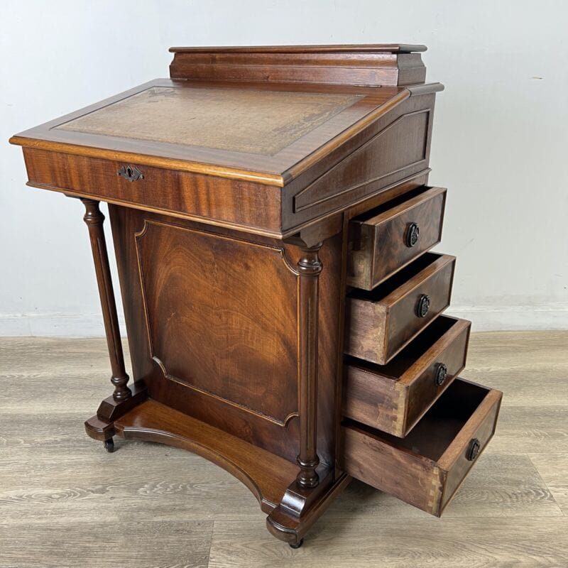 Scrittoio stile antico scrivania leggio davenport in legno pelle mobile Vintage Categoria Scrittoi & Ribalte