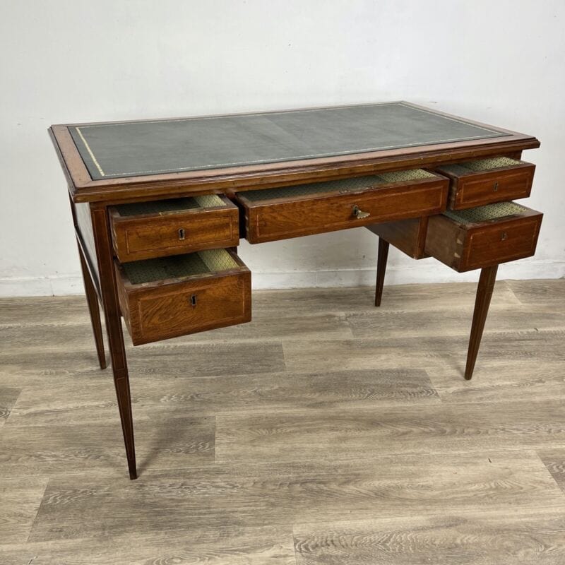 Scrivania scrittoio Tavolo in stile antico Luigi XVI legno con piano pelle Verde Categoria Scrittoi & Ribalte