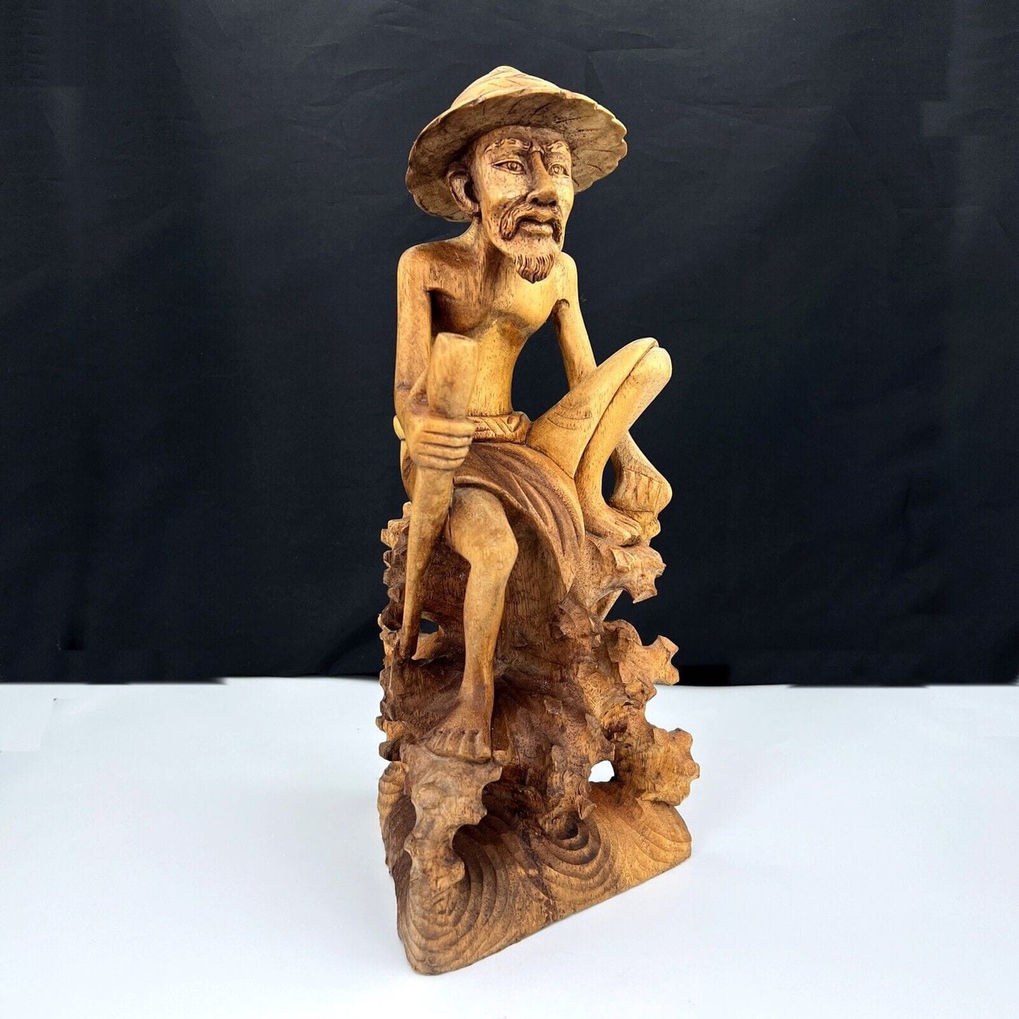 Scultura orientale in legno statuetta statuina 900 statua Pescatore Categoria Sculture e Miniature