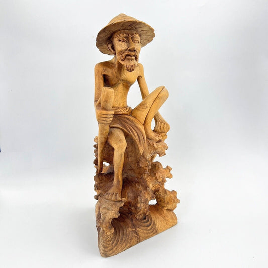 Scultura orientale in legno statuetta statuina 900 statua Pescatore Categoria  Sculture e Miniature