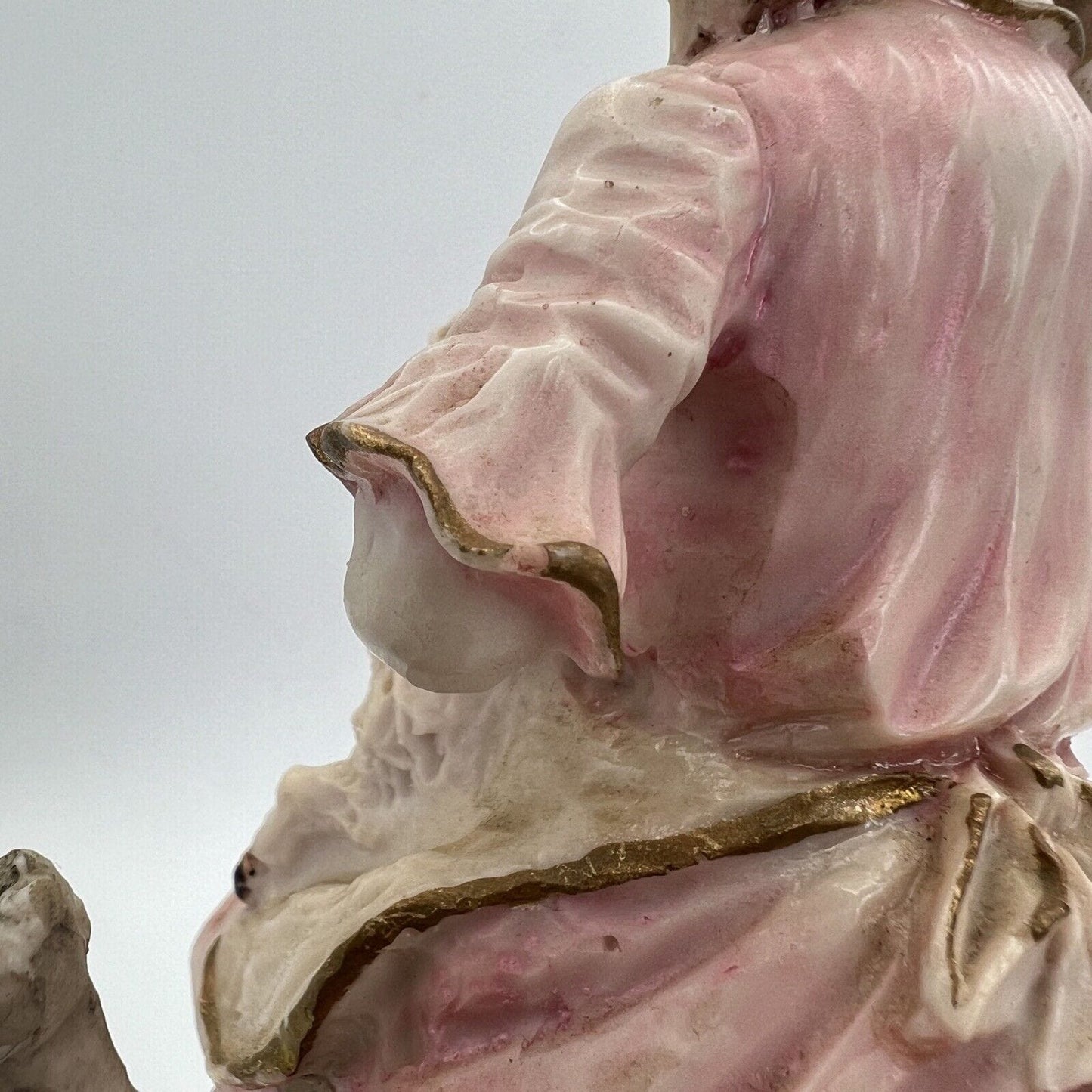 Scultura Statuina vintage di Ragazza Fanciulla con Agnello base in legno anni 70 Categoria Statuine