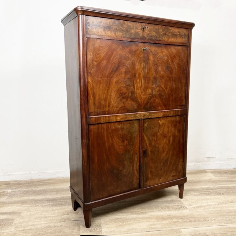 Secretaire Antico Ribalta Trumeau inglese epoca 800 stile Giorgio III in mogano Categoria Arredamento