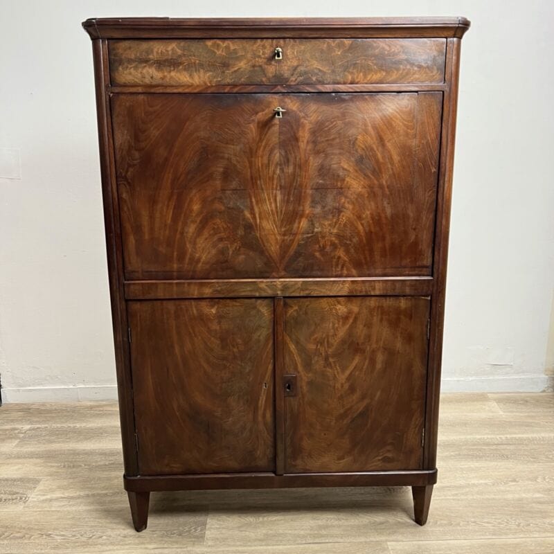 Secretaire Antico Ribalta Trumeau inglese epoca 800 stile Giorgio III in mogano Categoria Arredamento
