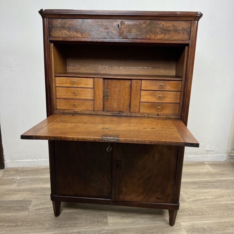 Secretaire Antico Ribalta Trumeau inglese epoca 800 stile Giorgio III in mogano Categoria Arredamento