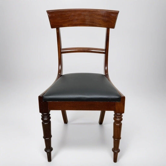 Sedia Antica In Mogano Epoca '800 inglese per scrivania studio con pelle nera Categoria  Sedie