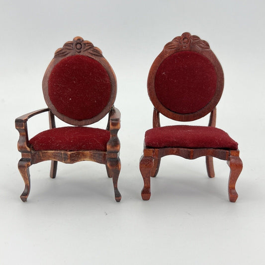 Sedie Casa delle Bambole stile antico 800 in miniatura Coppia Poltrone Rosse Categoria  Giocattoli vintage