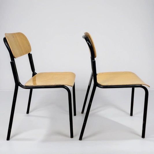 Sedie vintage da scuola stile industrial anni 70 in legno modernariato sedia Categoria  Sedie
