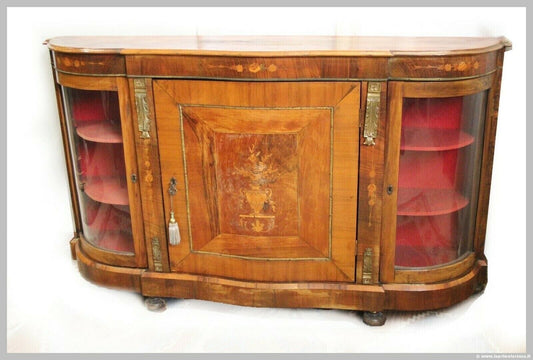 Servante bombata d'epoca in noce intarsiata  Chiffonier Credenza Madia Antica Categoria  Servante - Servantini