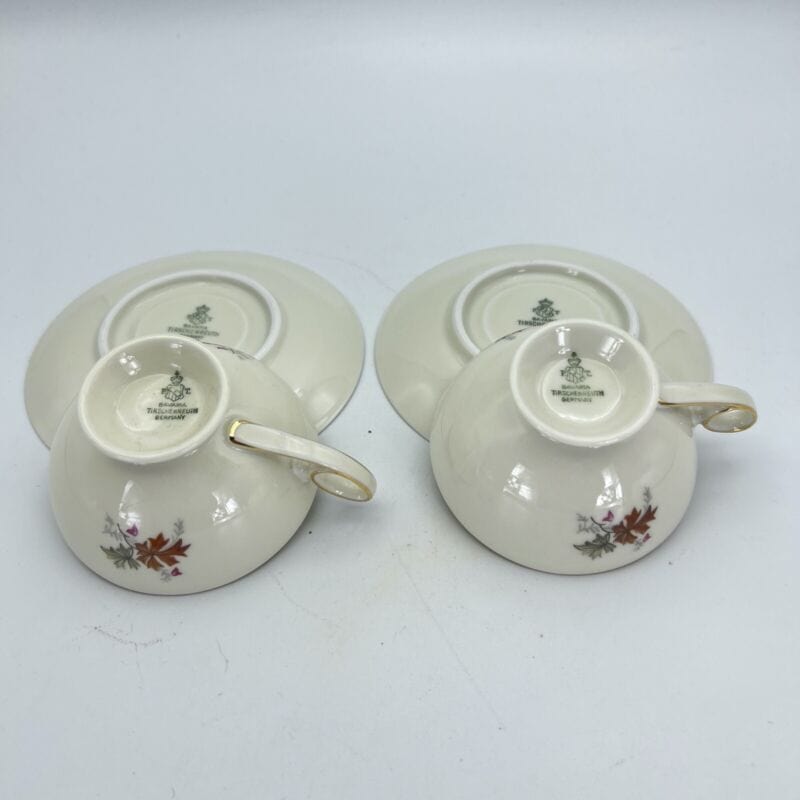 Servizio da caffe antico in porcellana Bavaria tazze tazzine a fiori e oro per 2 Categoria Ceramiche e Porcellane
