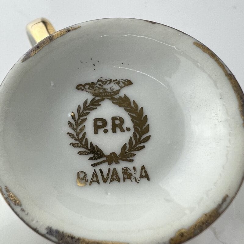 Servizio da caffe antico in porcellana Bavaria tazze tazzine a fiori e oro per 6 Categoria Servizio tazze - Tazze