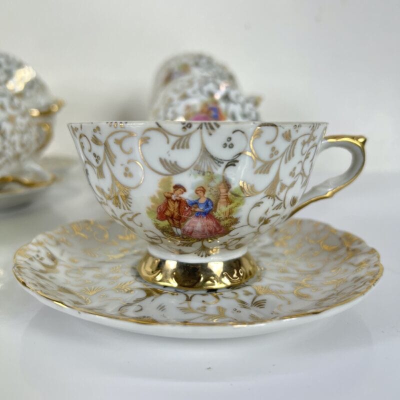 Servizio da tè the antico in porcellana Bavaria anni 40 tazze tazzine oro 19pz Categoria Servizio tazze - Tazze