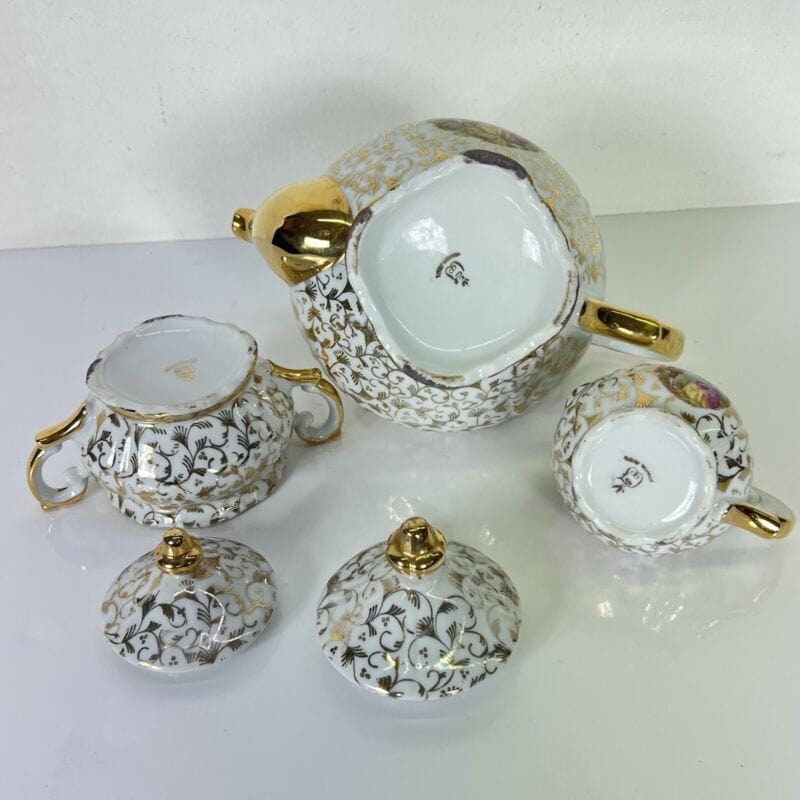 Servizio da tè the antico in porcellana Bavaria anni 40 tazze tazzine oro 19pz Categoria Servizio tazze - Tazze