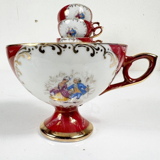 Servizio da The tè Antico in porcellana Bavaria tazze tazzine Bordeaux Oro 1960 Categoria Servizio tazze - Tazze