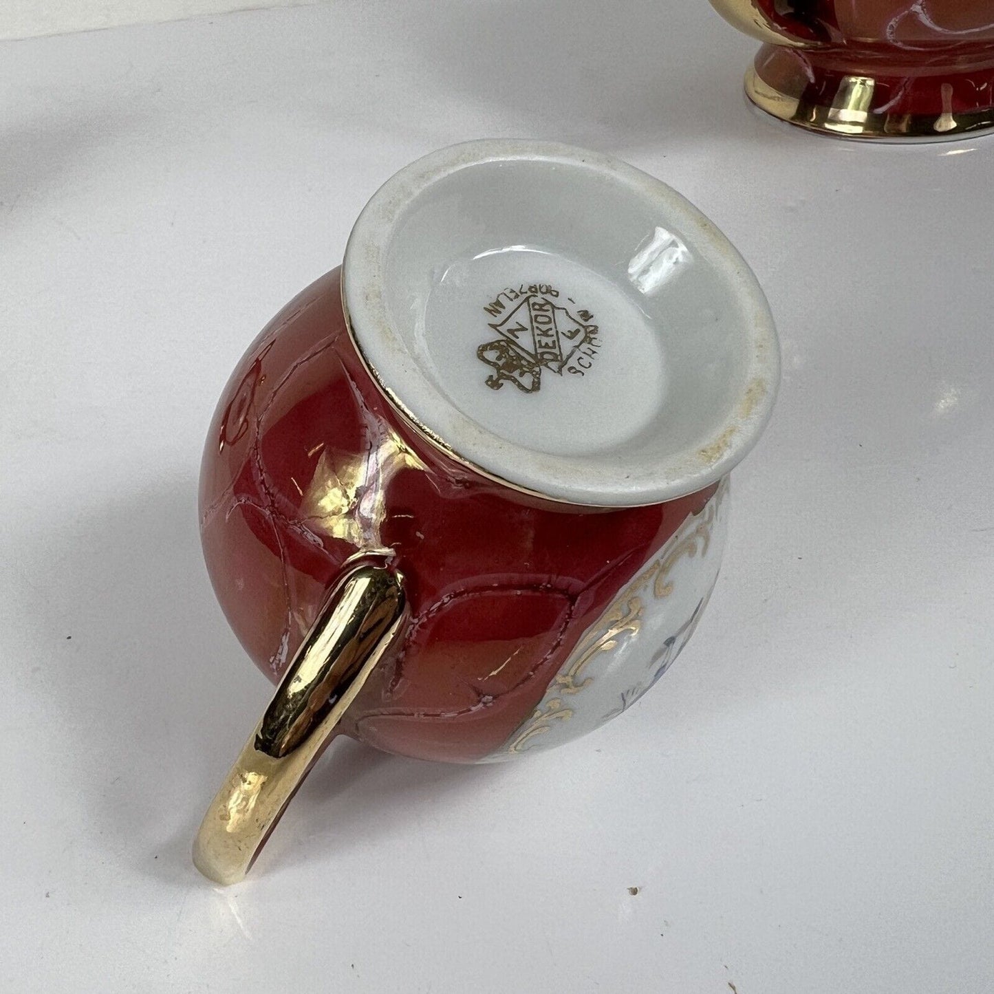 Servizio da The tè Antico in porcellana Bavaria tazze tazzine Bordeaux Oro 1960 Categoria Servizio tazze - Tazze