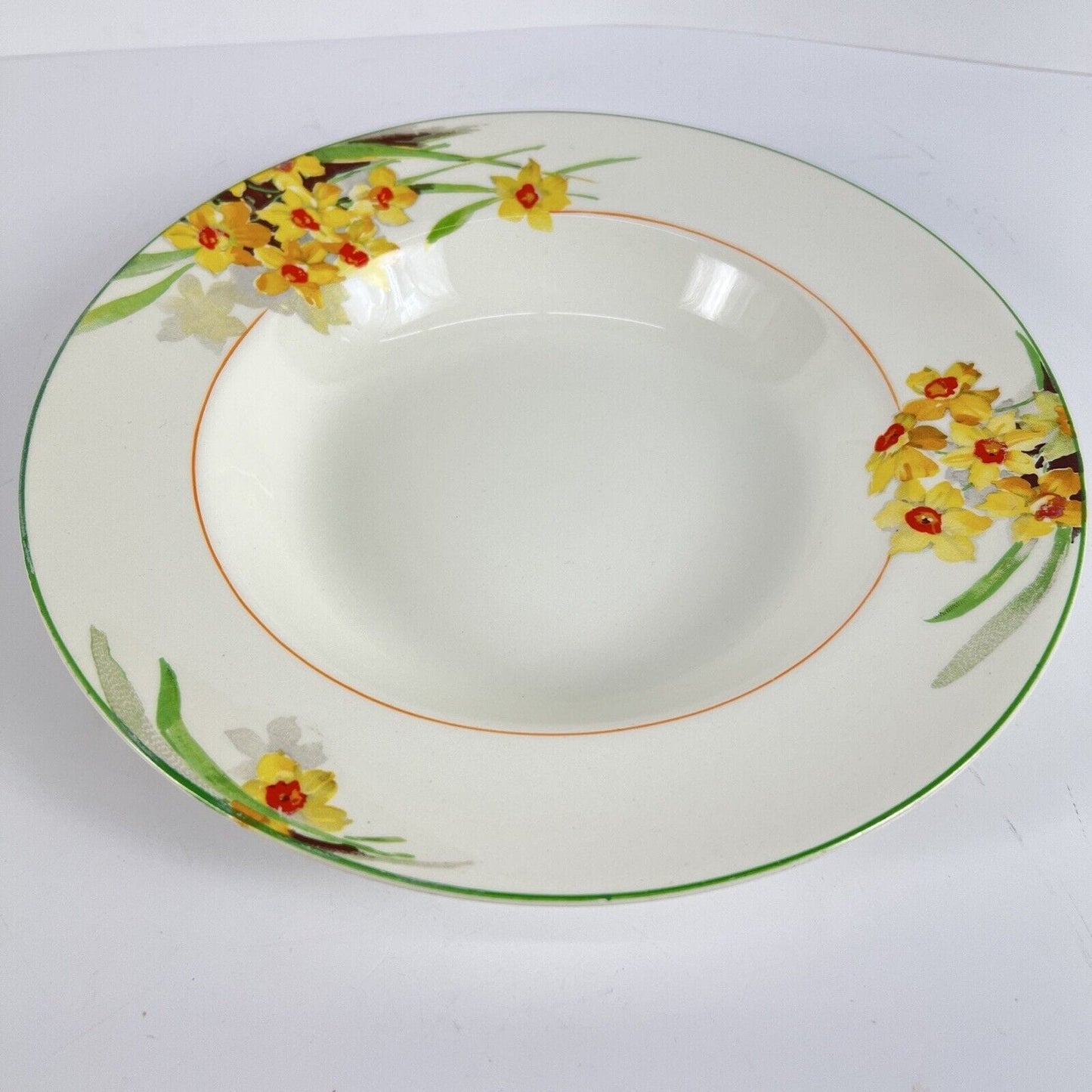 Set 6 Piatti fondi inglese in ceramica d'epoca stile art Decò Narcisi '20 Categoria Piatti e Piattini