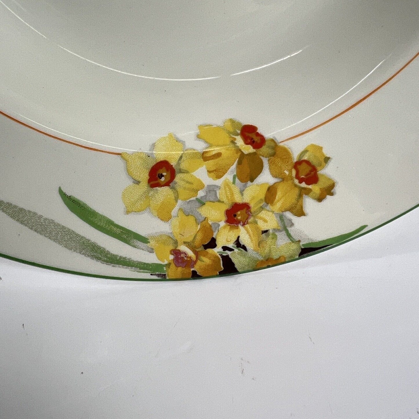 Set 6 Piatti fondi inglese in ceramica d'epoca stile art Decò Narcisi '20 Categoria Piatti e Piattini