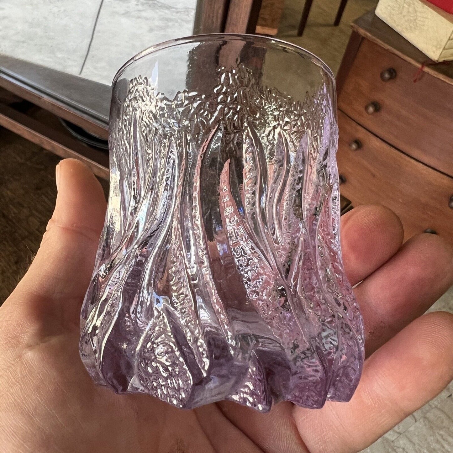 Set Bicchieri anni 70 in vetro alessandrite al neodimio da bibita Acqua Cocktail Categoria Vetri e Cristalli