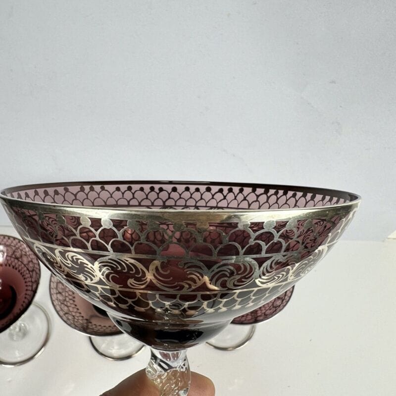 Set Bicchieri Coppe Champagne in vetro di murano soffiato argento Calici liberty Categoria Vetri e Cristalli