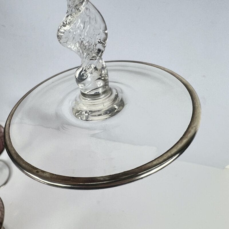 Set Bicchieri Coppe Champagne in vetro di murano soffiato argento Calici liberty Categoria Vetri e Cristalli