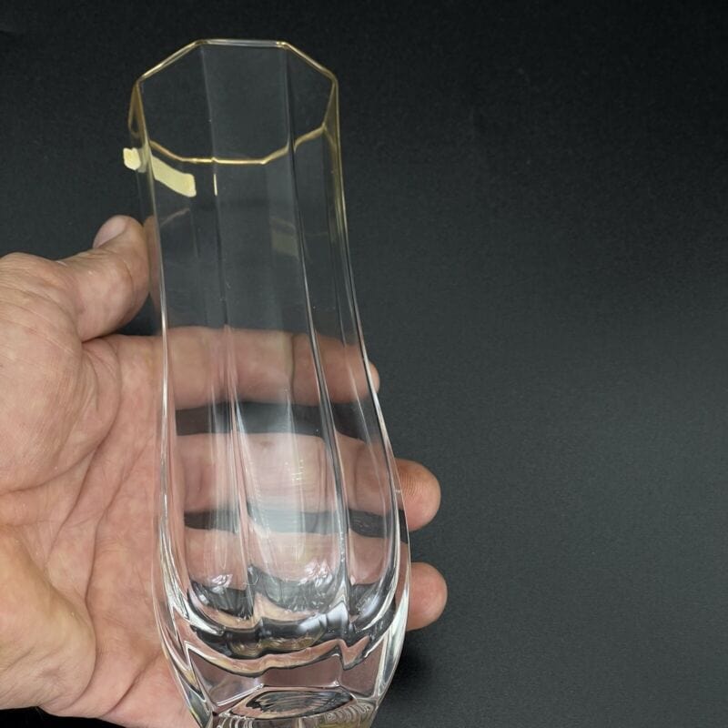 Set Bicchieri vintage in cristallo ottagonali profilo oro per long drink anni 70 Categoria Vetri e Cristalli