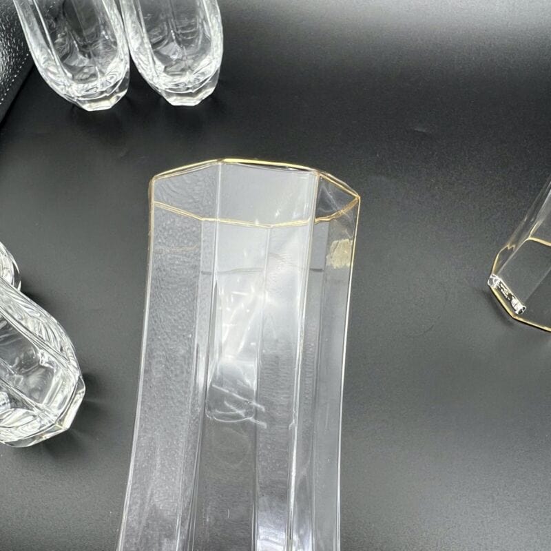 Set Bicchieri vintage in cristallo ottagonali profilo oro per long drink anni 70 Categoria Vetri e Cristalli