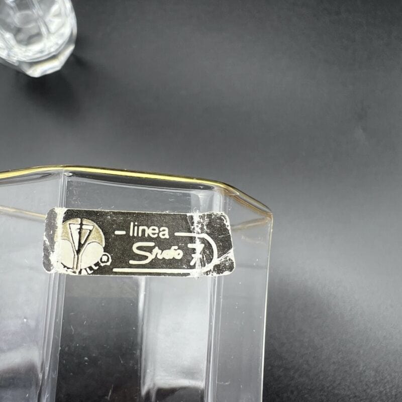 Set Bicchieri vintage in cristallo ottagonali profilo oro per long drink anni 70 Categoria Vetri e Cristalli