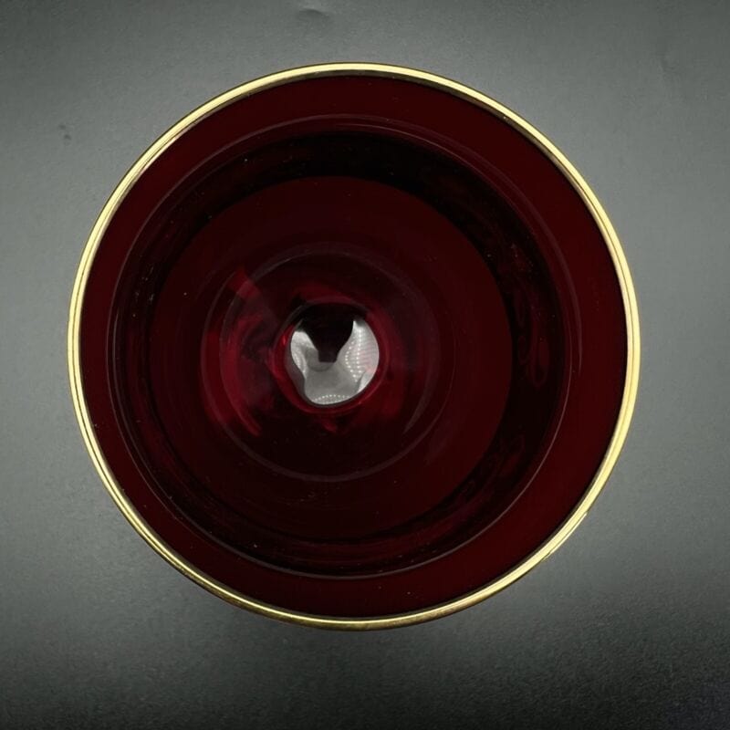 Set Bicchieri vintage in vetro da Vino per aperitivo a calice Anni 70 Rosso Oro Categoria Vetri e Cristalli