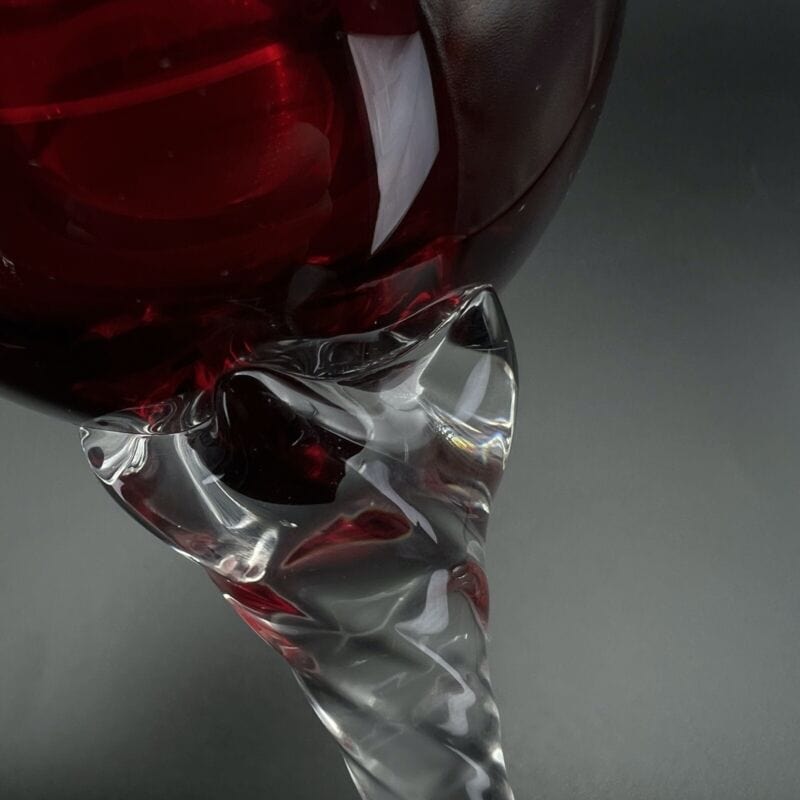 Set Bicchieri vintage in vetro da Vino per aperitivo a calice Anni 70 Rosso Oro Categoria Vetri e Cristalli