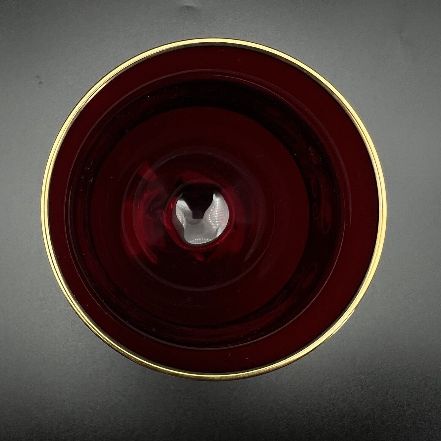 Set Bicchieri vintage in vetro da Vino per aperitivo a calice Anni 70 Rosso Oro Categoria Vetri e Cristalli