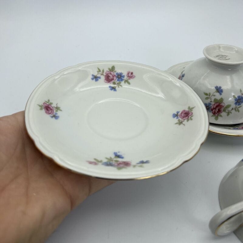 Set da tè the per due antico in porcellana Bavaria Motivo Fiori Vintage Coppia Categoria Servizio tazze - Tazze