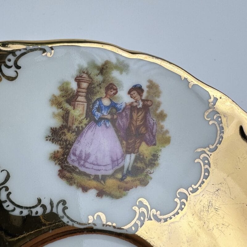 Set da tè the per due antico in porcellana bianca e oro 24 kt vintage bavaria Categoria Servizio tazze - Tazze