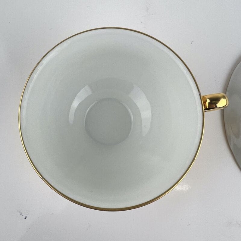 Set da tè the per due antico in porcellana bianca e oro 24 kt vintage bavaria Categoria Servizio tazze - Tazze