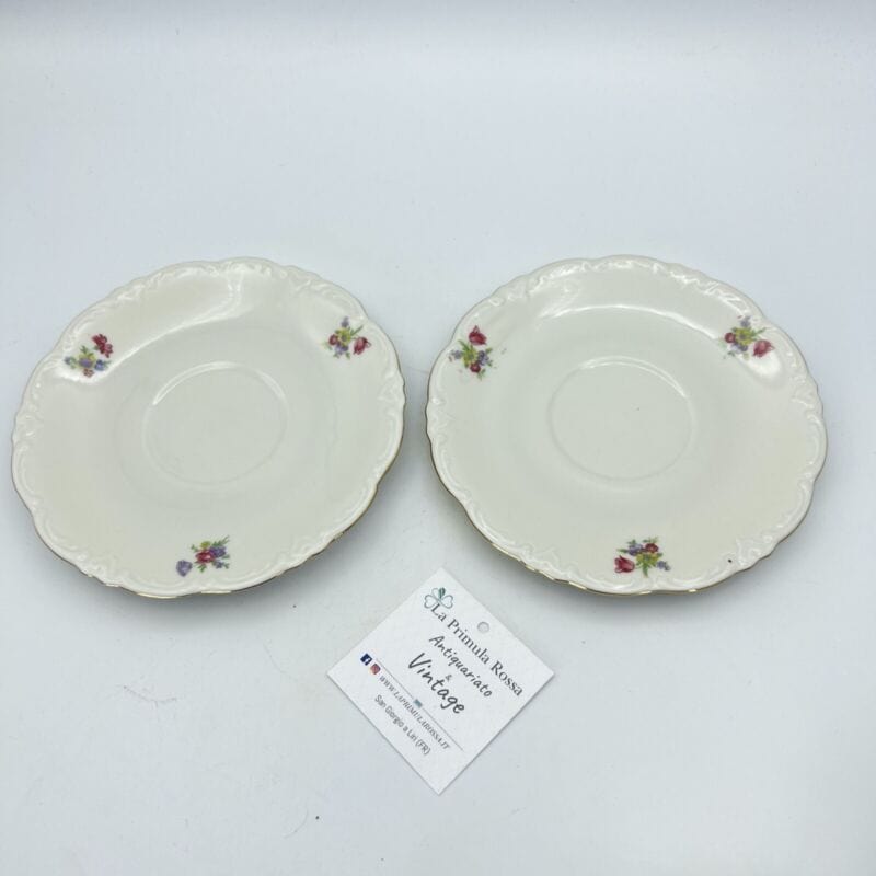 Set da tè the per due antico in porcellana bianca vintage bavaria motivo fiori Categoria Ceramiche e Porcellane
