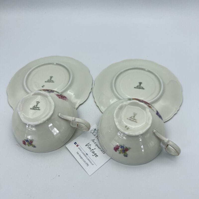 Set da tè the per due antico in porcellana bianca vintage bavaria motivo fiori Categoria Ceramiche e Porcellane