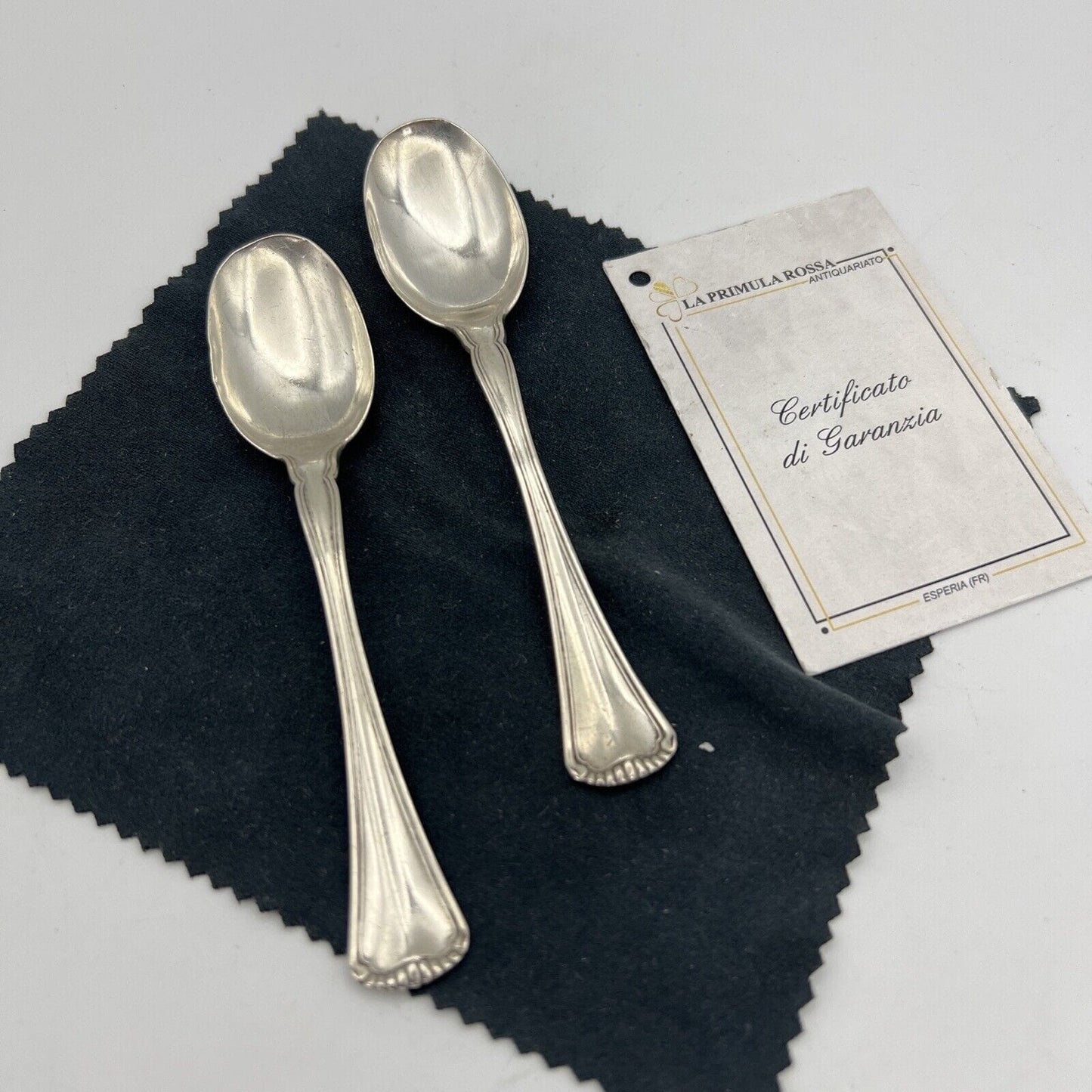 Set di 2 cucchiaini cucchiai da the in Argento 800 anni '40 '50 Calegaro Luigi Categoria Sheffield & Argento
