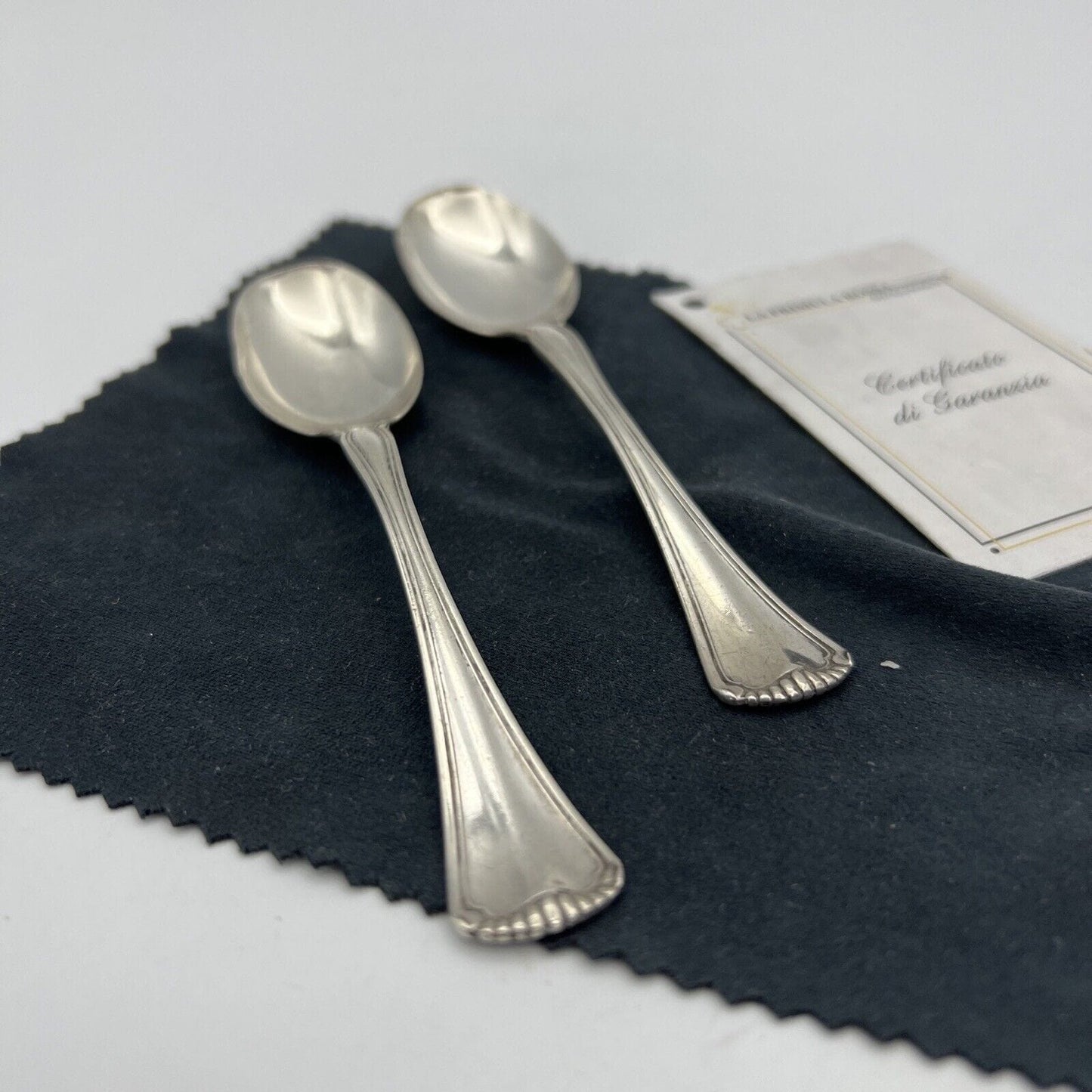 Set di 2 cucchiaini cucchiai da the in Argento 800 anni '40 '50 Calegaro Luigi Categoria Sheffield & Argento