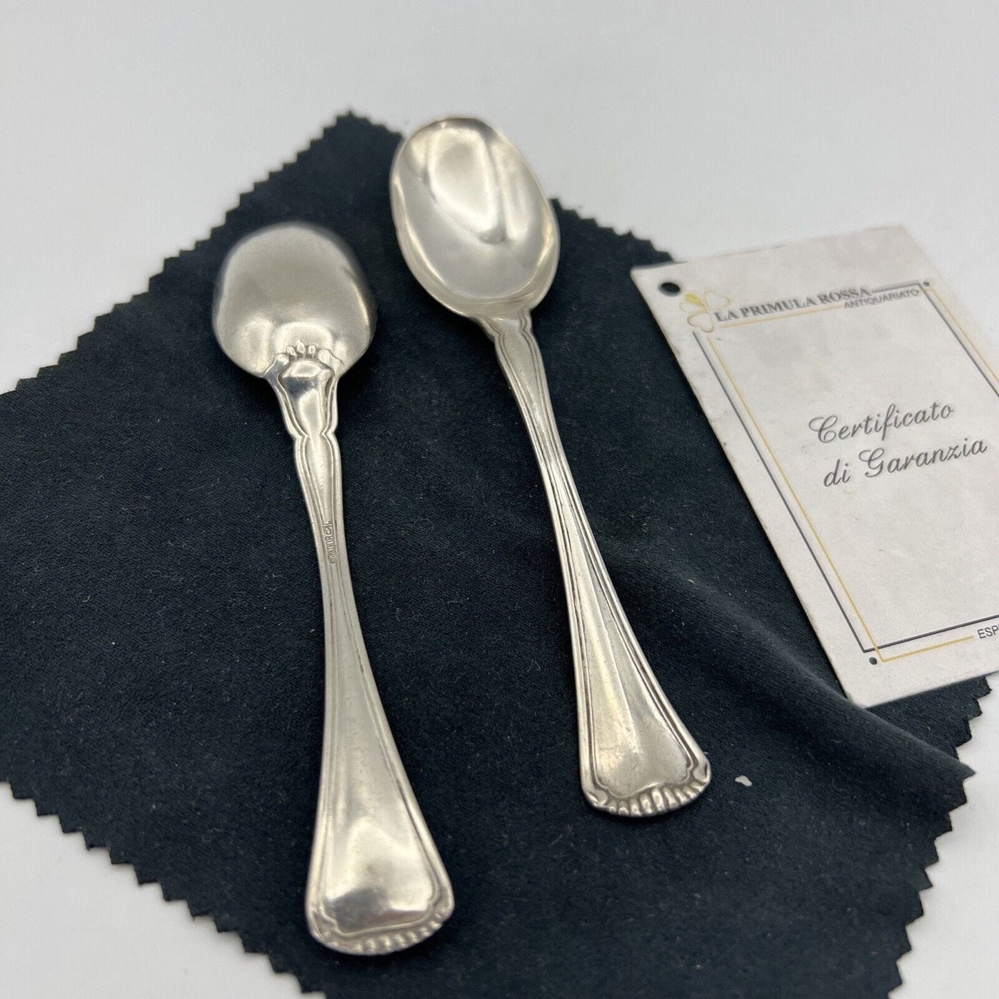 Set di 2 cucchiaini cucchiai da the in Argento 800 anni '40 '50 Calegaro Luigi Categoria Sheffield & Argento