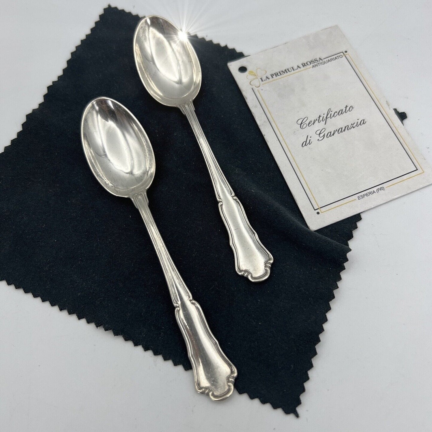 Set di 2 cucchiaini cucchiai in Argento 800 Antichi anni '30 '40 Clementi Mantel Categoria Sheffield & Argento