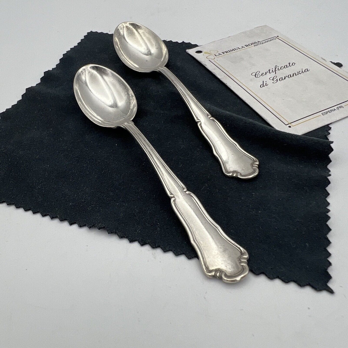 Set di 2 cucchiaini cucchiai in Argento 800 Antichi anni '30 '40 Clementi Mantel Categoria Sheffield & Argento