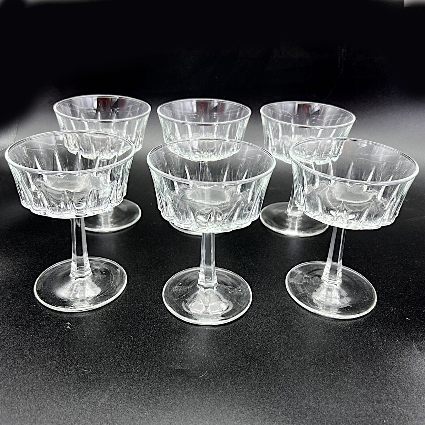 Set di 6 bicchieri a calice in cristallo anni 70 da champagne coppa Vintage Categoria Vetri e Cristalli