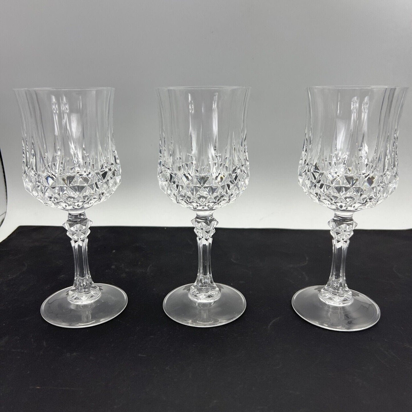 Set di 6 bicchieri a calice in cristallo anni 70 vintage per vino acqua vetro Categoria Vetri e Cristalli