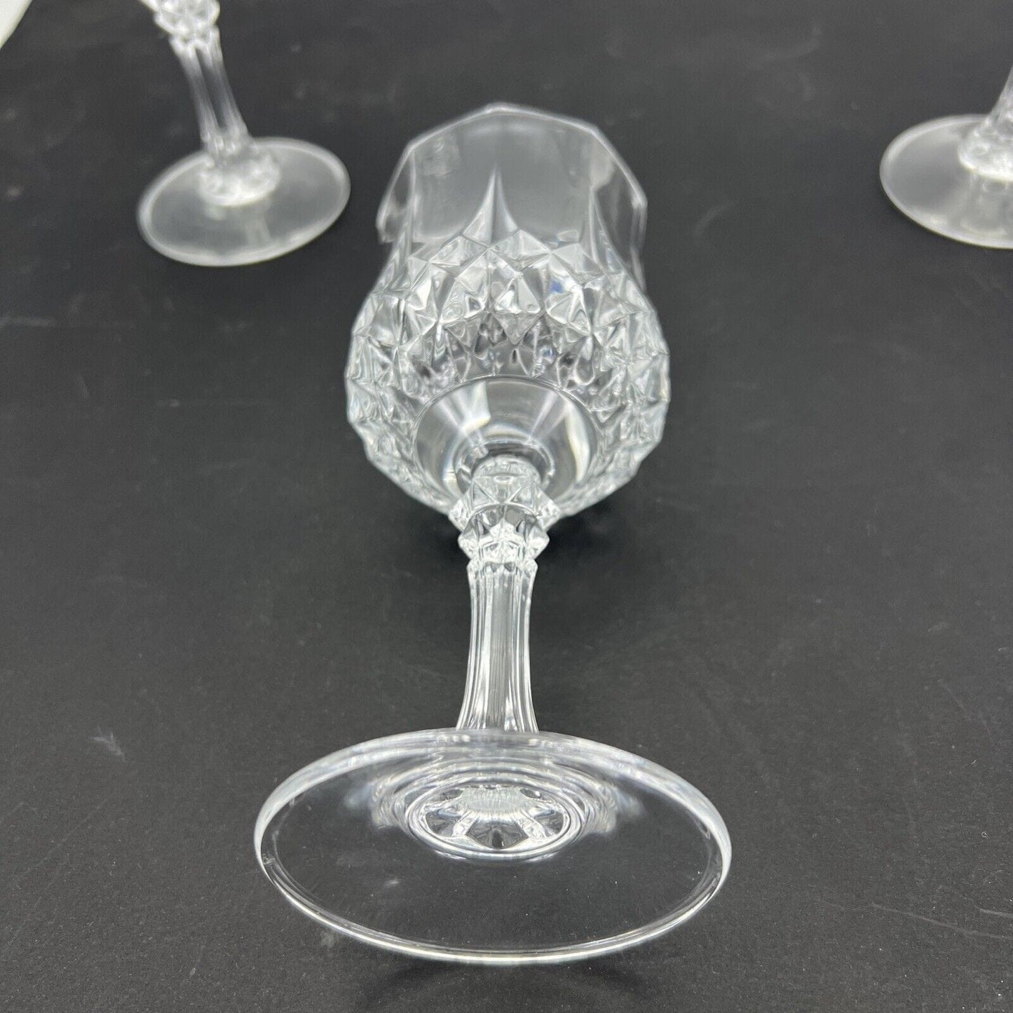 Set di 6 bicchieri a calice in cristallo anni 70 vintage per vino acqua vetro Categoria Vetri e Cristalli