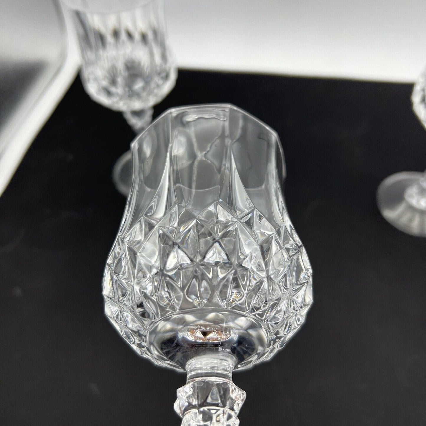 Set di 6 bicchieri a calice in cristallo anni 70 vintage per vino acqua vetro Categoria Vetri e Cristalli