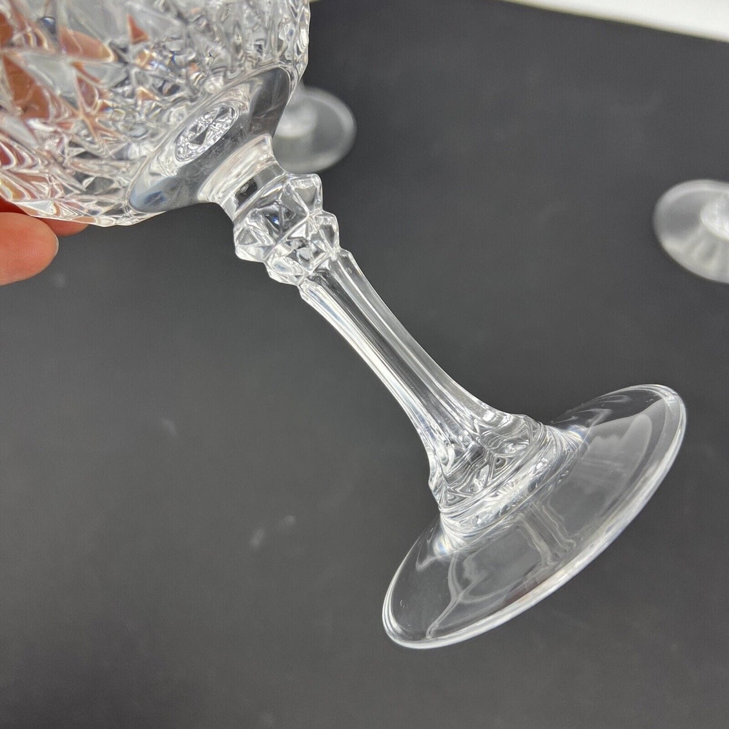 Set di 6 bicchieri a calice in cristallo anni 70 vintage per vino acqua vetro Categoria Vetri e Cristalli