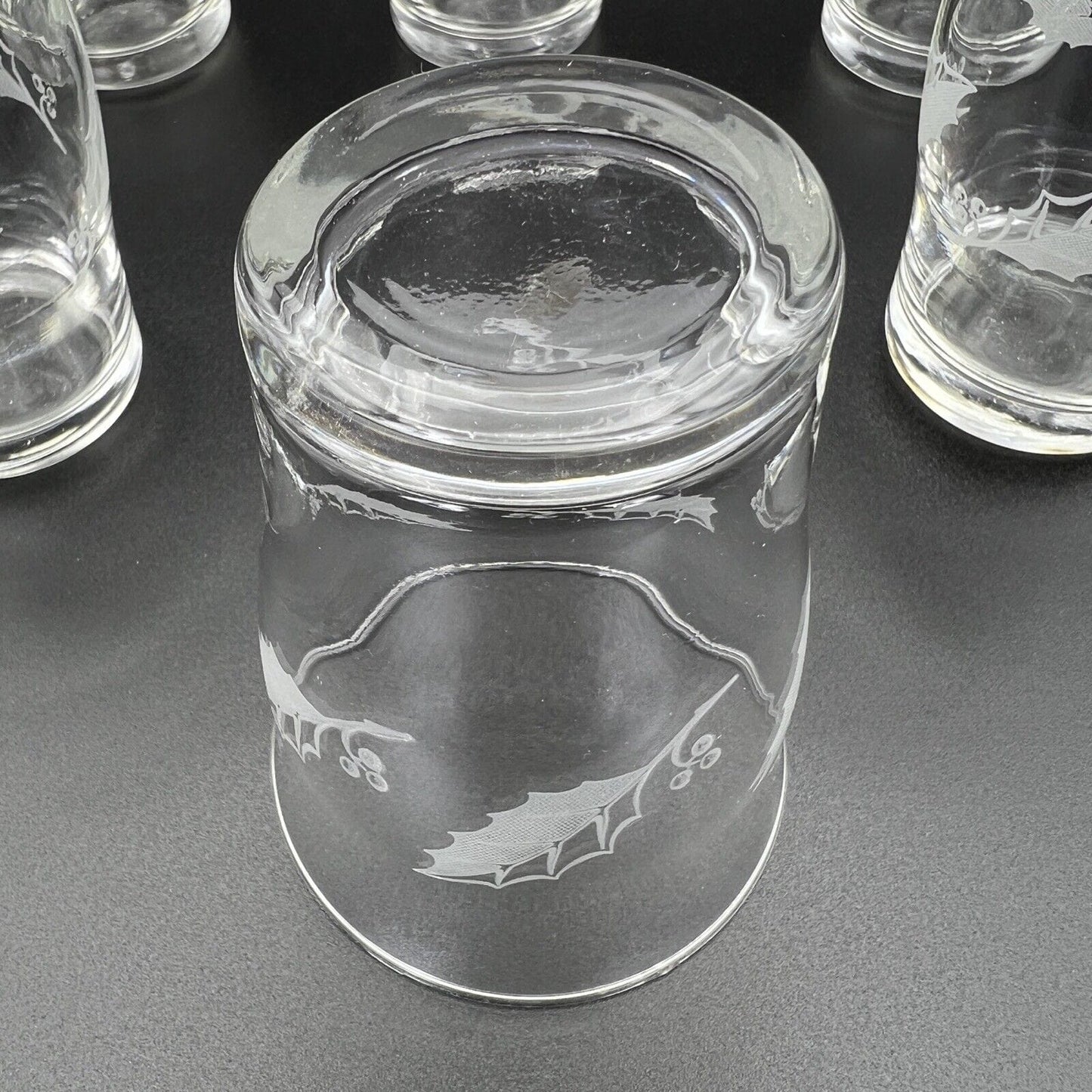 Set di 6 bicchieri in vetro serigrafato anni 60 70 vintage per vino acqua vetro Categoria Vetri e Cristalli