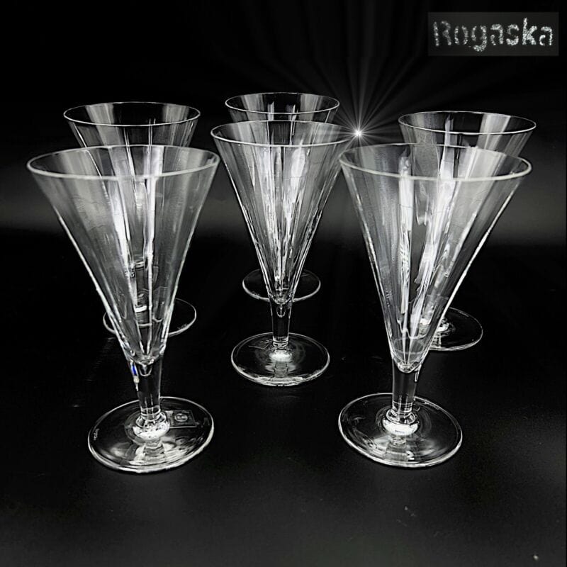 Set di 6 Bicchieri vintage a calice in cristallo Rogaska in stile deco anni 70 Categoria Vetri e Cristalli